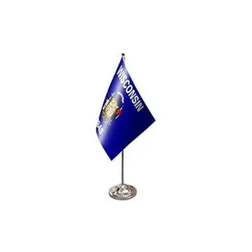 DRAPEAU DE TABLE prestige WISCONSIN 22x15cm en SATIN - GRAND DRAPEAUX DE BUREAU ETAT AMÉRICAIN - USA - ETATS-UNIS 15 x 22 cm