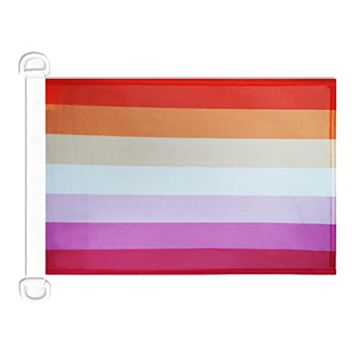 Pavillon nautique LGBT Fierté lesbienne Soleil Levant 45x30 cm Anneaux Plastiques