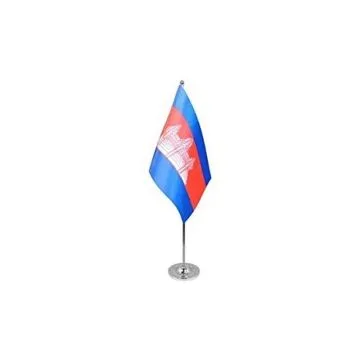 DRAPEAU DE TABLE prestige CAMBODGE 22x15cm en SATIN - GRAND DRAPEAUX DE BUREAU CAMBODGIEN 15 x 22 cm
