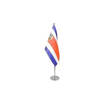 DRAPEAU DE TABLE prestige COSTA RICA 22x15cm en SATIN - GRAND DRAPEAUX DE BUREAU COSTARICAIN 15 x 22 cm