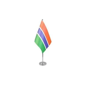 DRAPEAU DE TABLE prestige GAMBIE 22x15cm en SATIN - GRAND DRAPEAUX DE BUREAU GAMBIEN 15 x 22 cm