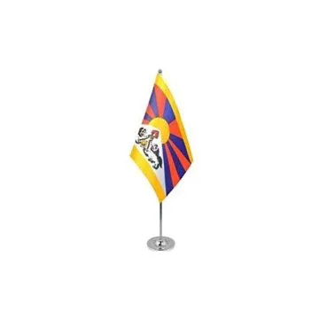 DRAPEAU DE TABLE prestige TIBET 22x15cm en SATIN - GRAND DRAPEAUX DE BUREAU TIBÉTAIN 15 x 22 cm