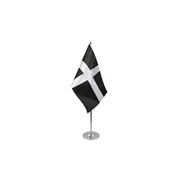 DRAPEAU DE TABLE prestige SAINT PIRAN 22x15cm en SATIN - GRAND DRAPEAUX DE BUREAU DE CORNOUAILLES - BRETAGNE 15 x 22 cm