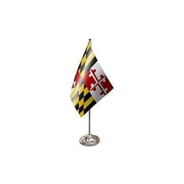 DRAPEAU DE TABLE prestige MARYLAND 22x15cm en SATIN - GRAND DRAPEAUX DE BUREAU ETAT AMÉRICAIN - USA - ETATS-UNIS 15 x 22 cm