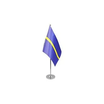 DRAPEAU DE TABLE prestige NAURU 22x15cm en SATIN - GRAND DRAPEAUX DE BUREAU NAURUAN 15 x 22 cm