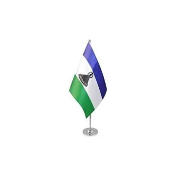DRAPEAU DE TABLE prestige LESOTHO 22x15cm en SATIN - GRAND DRAPEAUX DE BUREAU LÉSOTHAN 15 x 22 cm