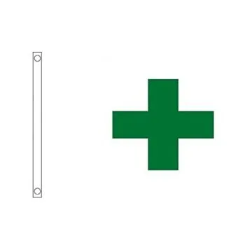 DRAPEAU CROIX VERTE INTERNATIONALE 90x60cm - DRAPEAU ENVIRONNEMENTAL 60 x 90 cm - DRAPEAUX
