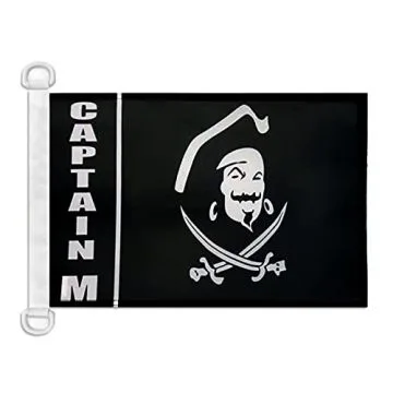 Pavillon nautique Pirate Capitaine Morgan 45x30 cm Anneaux Plastiques