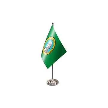 DRAPEAU DE TABLE prestige WASHINGTON 22x15cm en SATIN - GRAND DRAPEAUX DE BUREAU ETAT AMÉRICAIN - USA - ETATS-UNIS 15 x 22 cm