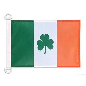 Pavillon nautique Irlande avec trèfle 45x30 cm Anneaux Plastiques