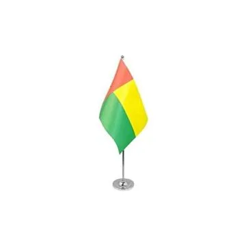 DRAPEAU DE TABLE prestige GUINÉE-BISSAU 22x15cm en SATIN - GRAND DRAPEAUX DE BUREAU BISSAU-GUINÉEN 15 x 22 cm