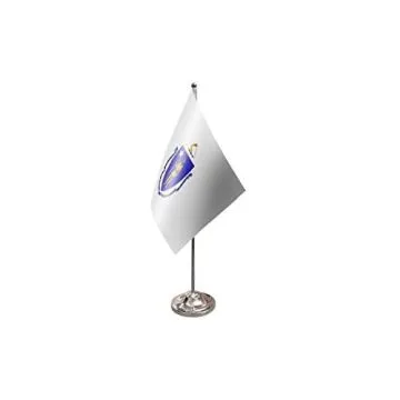 DRAPEAU DE TABLE prestige MASSACHUSETTS 22x15cm en SATIN - GRAND DRAPEAUX DE BUREAU ETAT AMÉRICAIN - USA - ETATS-UNIS 15 x 22 cm