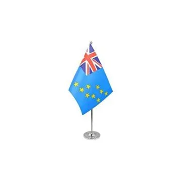 DRAPEAU DE TABLE prestige TUVALU 22x15cm en SATIN - GRAND DRAPEAUX DE BUREAU TUVALUAN 15 x 22 cm