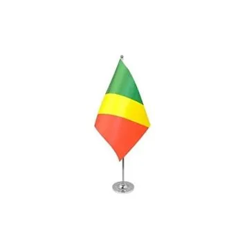DRAPEAU DE TABLE prestige RÉPUBLIQUE DU CONGO 22x15cm en SATIN - GRAND DRAPEAUX DE BUREAU CONGOLAIS 15 x 22 cm