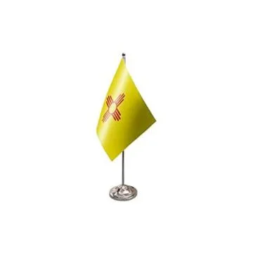 DRAPEAU DE TABLE prestige NOUVEAU-MEXIQUE 22x15cm en SATIN - GRAND DRAPEAUX DE BUREAU ETAT AMÉRICAIN - USA - ETATS-UNIS 15 x 22 cm