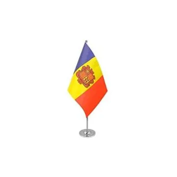 DRAPEAU DE TABLE prestige ANDORRE 22x15cm en SATIN - GRAND DRAPEAUX DE BUREAU ANDORRAN 15 x 22 cm