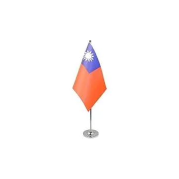 DRAPEAU DE TABLE prestige TAIWAN 22x15cm en SATIN - GRAND DRAPEAUX DE BUREAU TAÏWANAIS 15 x 22 cm
