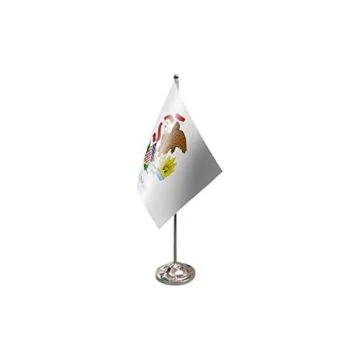 DRAPEAU DE TABLE prestige ILLINOIS 22x15cm en SATIN - GRAND DRAPEAUX DE BUREAU ETAT AMÉRICAIN - USA - ETATS-UNIS 15 x 22 cm