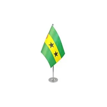 DRAPEAU DE TABLE prestige SAO TOMÉ 22x15cm en SATIN - GRAND DRAPEAUX DE BUREAU SANTOMÉEN 15 x 22 cm