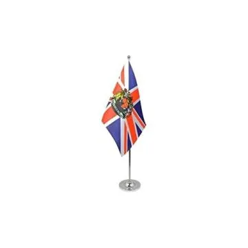 DRAPEAU DE TABLE prestige ROYAUME-UNI AVEC ARMES 22x15cm en SATIN - GRAND DRAPEAUX DE BUREAU ANGLAIS - UK - GRANDE BRETAGNE 15 x 22 cm