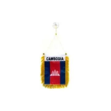 FANION CAMBODGE 15x10cm - Mini drapeau CAMBODGIEN 10 x 15 cm spécial voiture - Bannière