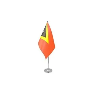 DRAPEAU DE TABLE prestige TIMOR ORIENTAL 22x15cm en SATIN - GRAND DRAPEAUX DE BUREAU TIMORAIS 15 x 22 cm