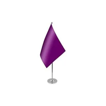 DRAPEAU DE TABLE prestige UNICOLORE VIOLET 22x15cm en SATIN - GRAND DRAPEAUX DE BUREAU DE COULEUR VIOLETTE 15 x 22 cm