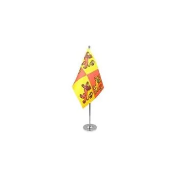 DRAPEAU DE TABLE prestige PRINCE DE GALLES OWAIN GLYNDWR 22x15cm en SATIN - GRAND DRAPEAUX DE BUREAU GALLOIS 15 x 22 cm