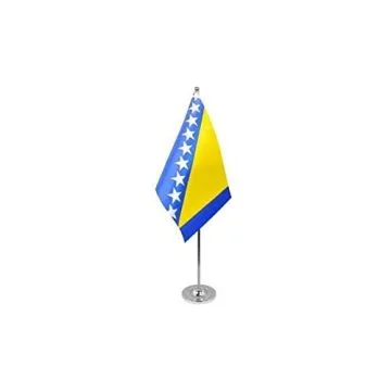 DRAPEAU DE TABLE prestige BOSNIE-HERZÉGOVINE 22x15cm en SATIN - GRAND DRAPEAUX DE BUREAU BOSNIAQUE 15 x 22 cm