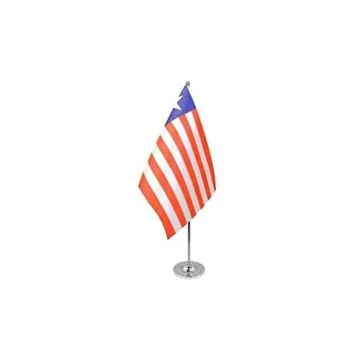DRAPEAU DE TABLE prestige LIBÉRIA 22x15cm en SATIN - GRAND DRAPEAUX DE BUREAU LIBÉRIEN 15 x 22 cm
