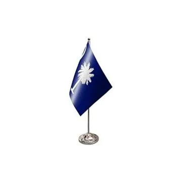 DRAPEAU DE TABLE prestige CAROLINE DU SUD 22x15cm en SATIN - GRAND DRAPEAUX DE BUREAU ETAT AMÉRICAIN - USA - ETATS-UNIS 15 x 22 cm