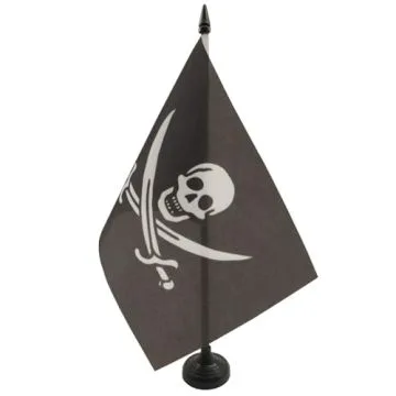 DRAPEAU DE TABLE PIRATE JACK RACKHAM 21x14cm - PETIT DRAPEAUX DE BUREAU PIRATES - CORSAIRE 14 x 21 cm