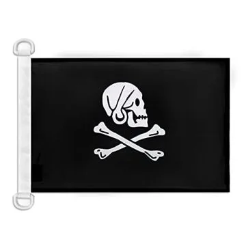 Pavillon nautique Pirate Henry Avery Noir 45x30 cm Anneaux Plastiques