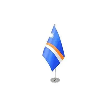 DRAPEAU DE TABLE prestige ILES MARSHALL 22x15cm en SATIN - GRAND DRAPEAUX DE BUREAU MARSHALLAIS  15 x 22 cm