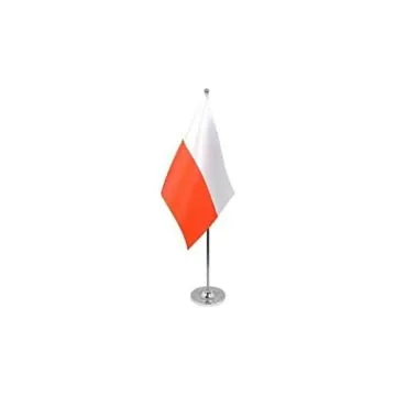 DRAPEAU DE TABLE prestige POLOGNE 22x15cm en SATIN - GRAND DRAPEAUX DE BUREAU POLONAIS 15 x 22 cm