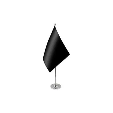 DRAPEAU DE TABLE prestige UNICOLORE NOIR 22x15cm en SATIN - GRAND DRAPEAUX DE BUREAU DE COULEUR NOIRE 15 x 22 cm
