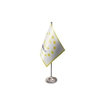 DRAPEAU DE TABLE prestige RHODE ISLAND 22x15cm en SATIN - GRAND DRAPEAUX DE BUREAU ETAT AMÉRICAIN - USA - ETATS-UNIS 15 x 22 cm