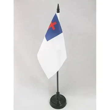 DRAPEAU DE TABLE RELIGION CHRÉTIENNE 15x10cm - PETIT DRAPEAUX DE BUREAU CHRÉTIEN 10 x 15 cm