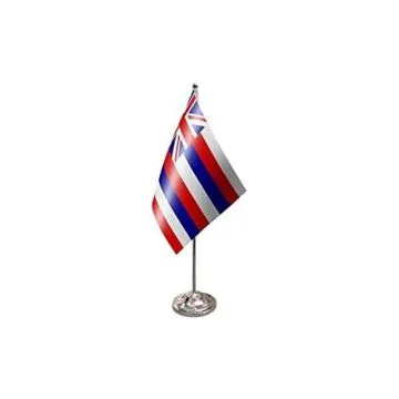 DRAPEAU DE TABLE prestige HAWAII 22x15cm en SATIN - GRAND DRAPEAUX DE BUREAU HAWAIIEN - ETAT AMÉRICAIN - USA - ETATS-UNIS 15 x 22 cm