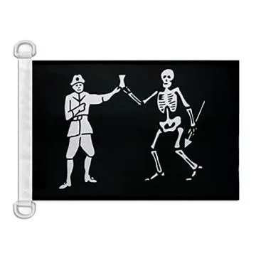 Pavillon nautique Pirate Bart Roberts 45x30 cm Anneaux Plastiques