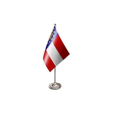 DRAPEAU DE TABLE prestige GEORGIE 22x15cm en SATIN - GRAND DRAPEAUX DE BUREAU GÉORGIEN - ETAT AMÉRICAIN - USA - ETATS-UNIS 15 x 22 cm