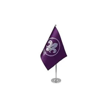DRAPEAU DE TABLE prestige SCOUTS VIOLET 22x15cm en SATIN - GRAND DRAPEAUX DE BUREAU DU SCOUTISME 15 x 22 cm
