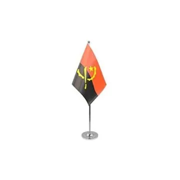DRAPEAU DE TABLE prestige ANGOLA 22x15cm en SATIN - GRAND DRAPEAUX DE BUREAU ANGOLAIS 15 x 22 cm