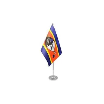 DRAPEAU DE TABLE prestige SWAZILAND 22x15cm en SATIN - GRAND DRAPEAUX DE BUREAU SWAZI 15 x 22 cm