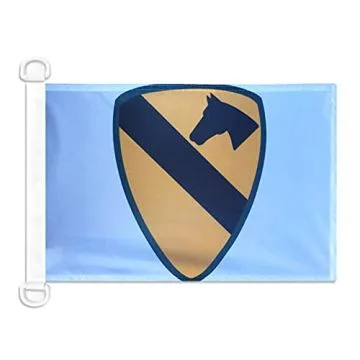 Pavillon nautique 1re division de cavalerie des États-Unis 45x30 cm Anneaux Plastiques