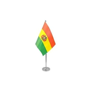 DRAPEAU DE TABLE prestige BOLIVIE 22x15cm en SATIN - GRAND DRAPEAUX DE BUREAU BOLIVIEN 15 x 22 cm