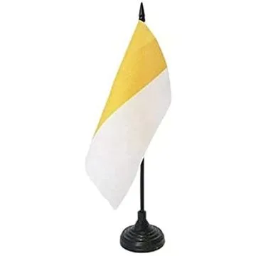 DRAPEAU DE TABLE Í?TATS PONTIFICAUX 752-1870 15x15cm - PETIT DRAPEAUX DE BUREAU Í?TATS DE L\'Í?GLISE - VATICAN 15 x 15 cm