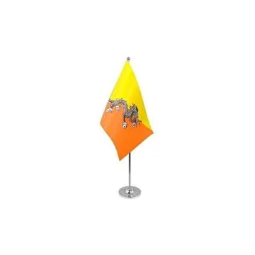 DRAPEAU DE TABLE prestige BHOUTAN 22x15cm en SATIN - GRAND DRAPEAUX DE BUREAU BHOUTANAIS 15 x 22 cm