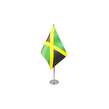 DRAPEAU DE TABLE prestige JAMAÏQUE 22x15cm en SATIN - GRAND DRAPEAUX DE BUREAU JAMAÏCAIN 15 x 22 cm