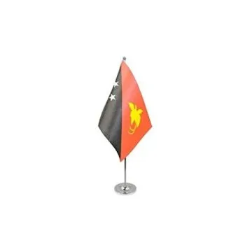 DRAPEAU DE TABLE prestige PAPOUASIE 22x15cm en SATIN - GRAND DRAPEAUX DE BUREAU PAPOUASIEN 15 x 22 cm